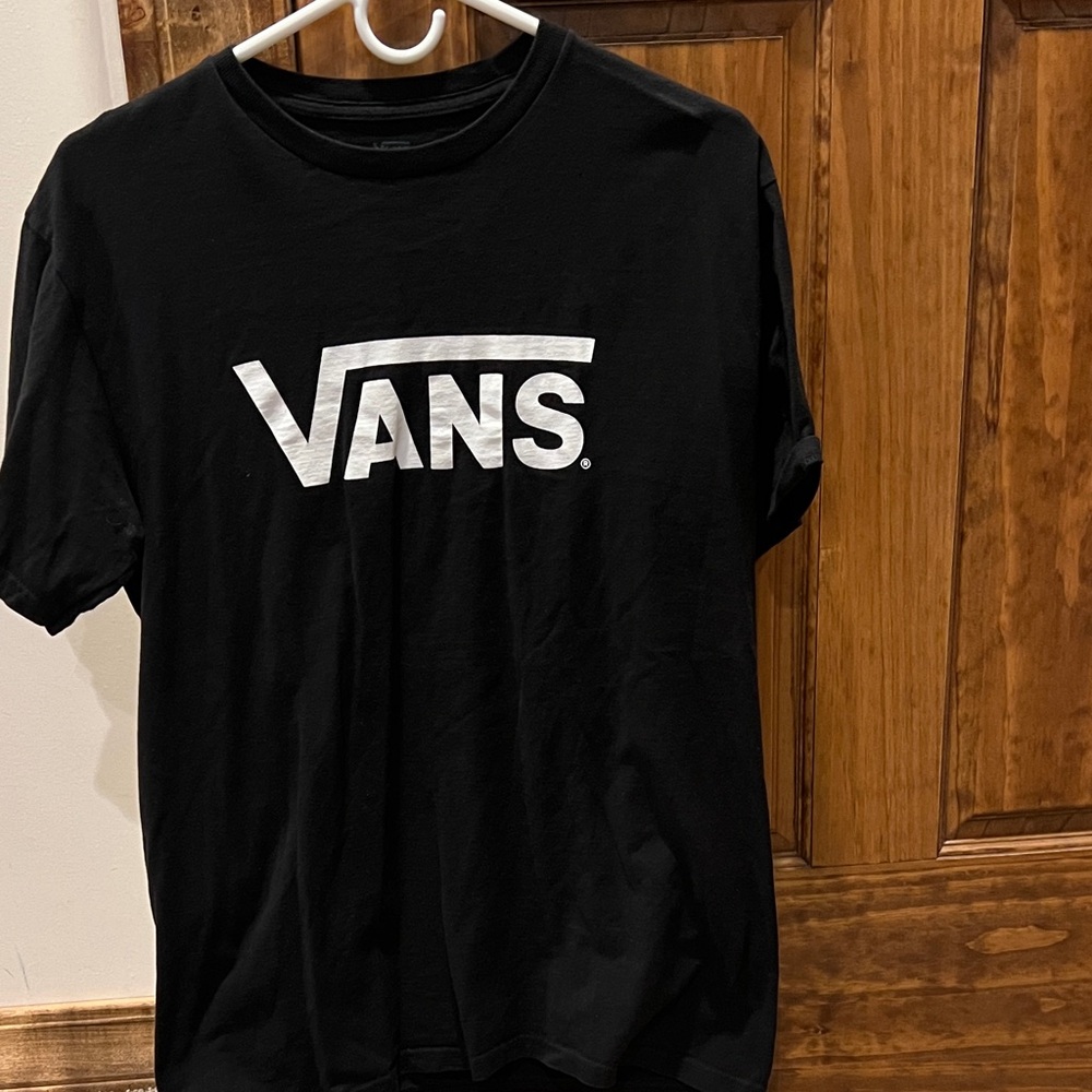 Vans Men's Black Tee with White Logo